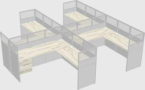 Shared l-shaped cubicle
