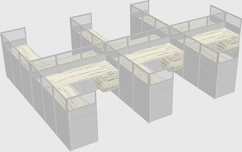 Shared l-shaped cubicle