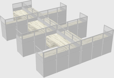 Shared l-shaped cubicle