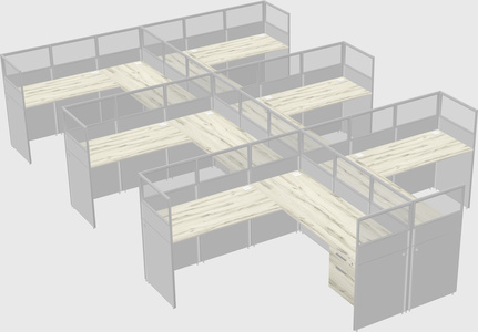 Shared l-shaped cubicle