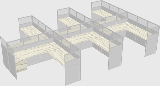 Shared l-shaped cubicle