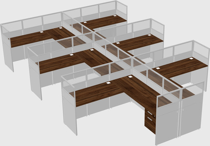 Shared l-shaped cubicle