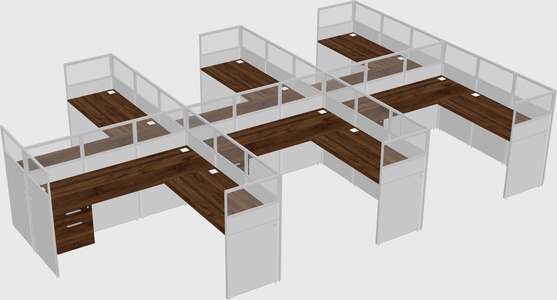Shared l-shaped cubicle