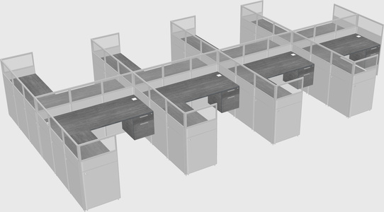 Shared l-shaped cubicle