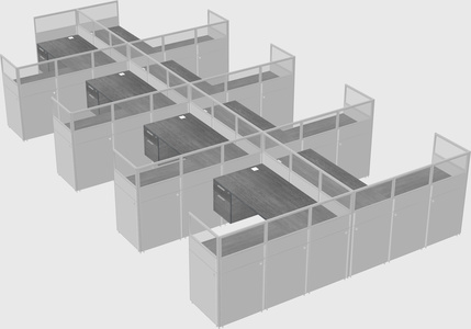 Shared l-shaped cubicle