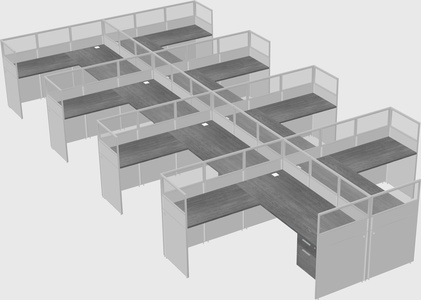 Shared l-shaped cubicle