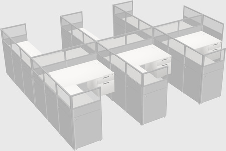 Shared l-shaped cubicle