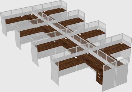 Shared l-shaped cubicle