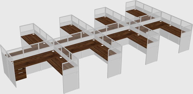 Shared l-shaped cubicle