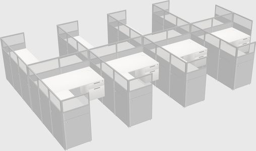 Shared l-shaped cubicle