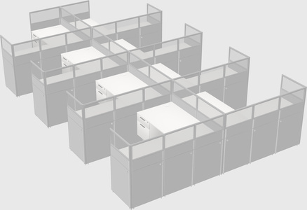 Shared l-shaped cubicle