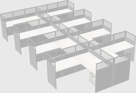 Shared l-shaped cubicle