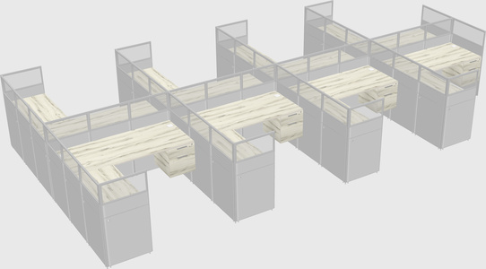 Shared l-shaped cubicle