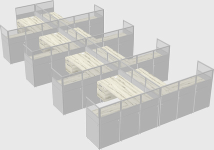 Shared l-shaped cubicle