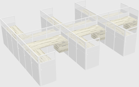 Shared l-shaped cubicle