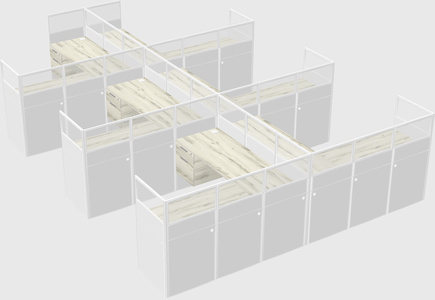 Shared l-shaped cubicle