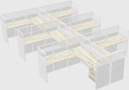 Shared l-shaped cubicle