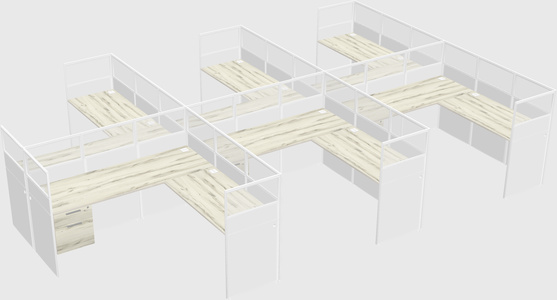 Shared l-shaped cubicle