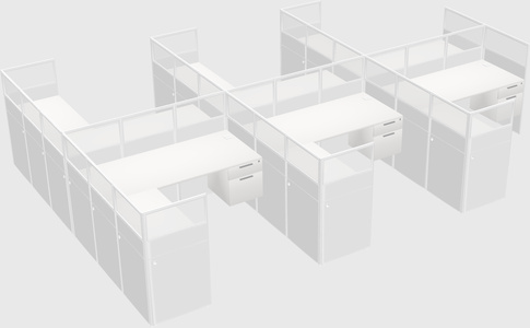 Shared l-shaped cubicle