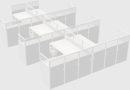 Shared l-shaped cubicle