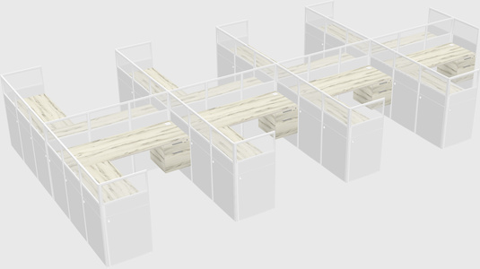 Shared l-shaped cubicle