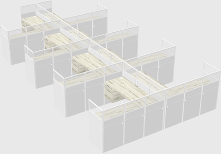 Shared l-shaped cubicle