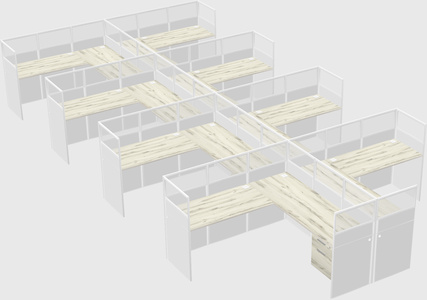 Shared l-shaped cubicle