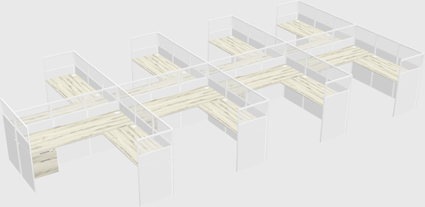 Shared l-shaped cubicle