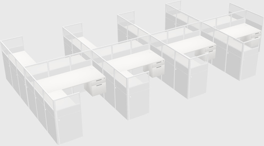 Shared l-shaped cubicle