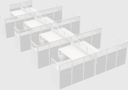 Shared l-shaped cubicle