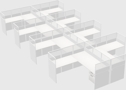 Shared l-shaped cubicle
