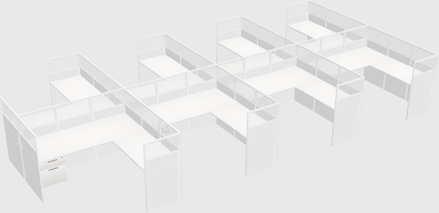 Shared l-shaped cubicle