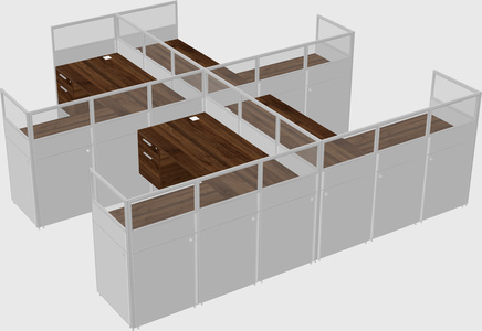 Shared l-shaped cubicle