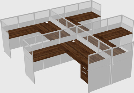 Shared l-shaped cubicle