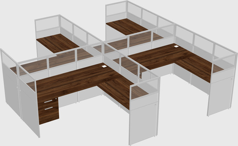 Shared l-shaped cubicle