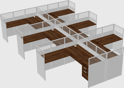 Shared l-shaped cubicle