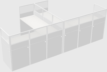 Nakabahaging l-shaped na cubicle