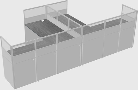 Shared l-shaped cubicle