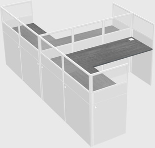 Shared l-shaped cubicle