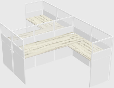 Shared l-shaped cubicle