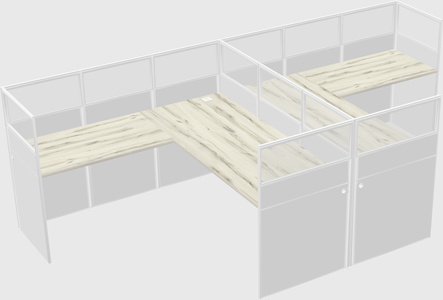 Shared l-shaped cubicle