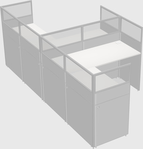 Shared l-shaped cubicle