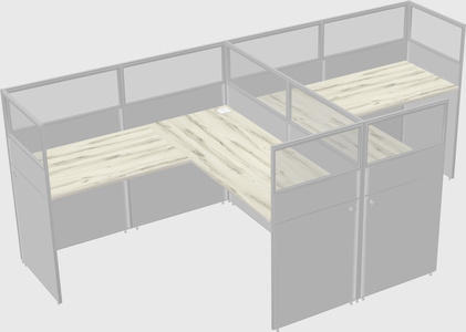Shared l-shaped cubicle