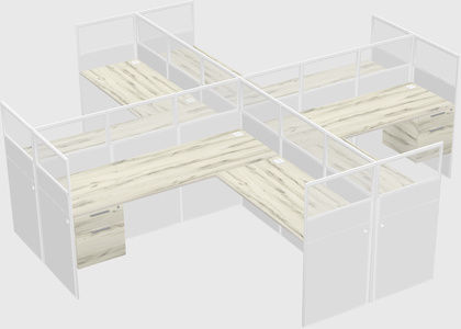 Shared l-shaped cubicles