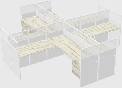 Shared l-shaped cubicles