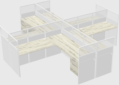 Shared l-shaped cubicles