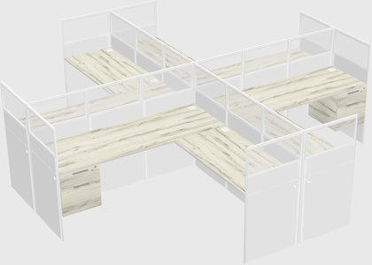 Shared l-shaped cubicles