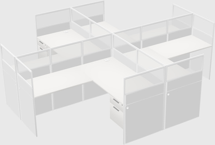 Shared l-shaped cubicles