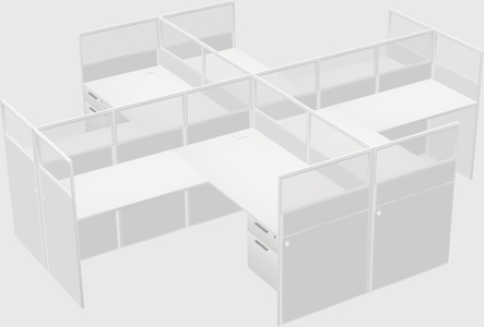 Shared l-shaped cubicles