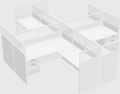 Shared l-shaped cubicles